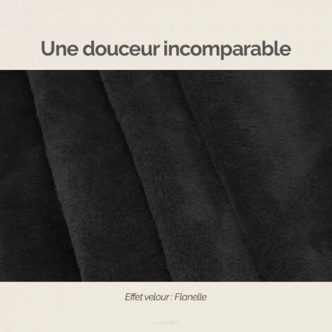 Couverture Polaire Plaid Intégral Avec Manches Et Poche - Taille Enfant Ou Adulte Jusqu'à 1,65m - Noir - Vivezen – Image 3