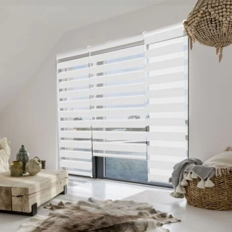 Store Enrouleur Zébré Jour Nuit 60 X 230 Cm Blanc – Image 2