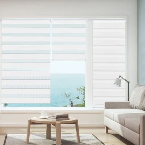 Store Enrouleur Zébré Jour Nuit 60 X 230 Cm Blanc – Image 3