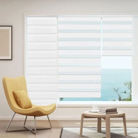 Store Enrouleur Zébré Jour Nuit 60 X 230 Cm Blanc – Image 4