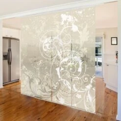 Ensemble De Rideaux Coulissants - Nacre Ornament Design - 4 Rideaux à Panneaux Dimension: 250 X 240cm (4 Rideaux á 250 X 60cm), Système De Montage: Montage Au Plafond