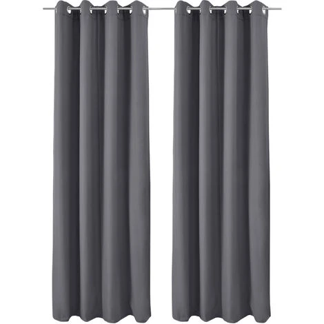 Beautissu Lot De 2 Rideaux Thermique Opaque à Oeillet Amelie 140x245 Cm Anthrazit – Image 2