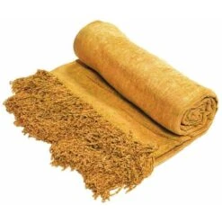 BANGALORE - Plaid Ă Franges En Viscose Jaune 130x170