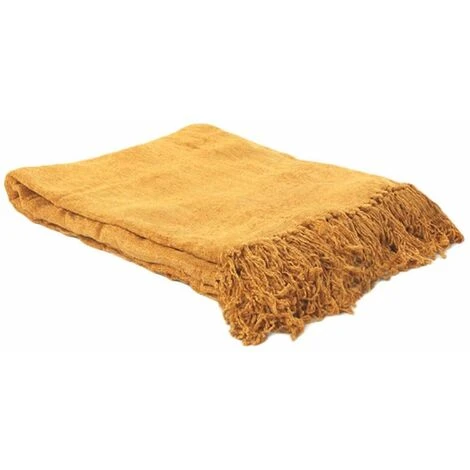 BANGALORE - Plaid à Franges En Viscose Jaune 130x170 – Image 2