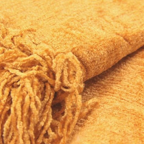 BANGALORE - Plaid à Franges En Viscose Jaune 130x170 – Image 4