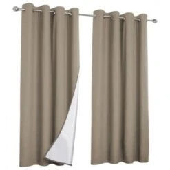Lot De 2 Rideaux Thermiques Taupe 135x240 Cm