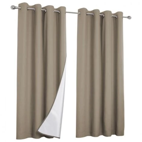 Lot De 2 Rideaux Thermiques Taupe 135x240 Cm