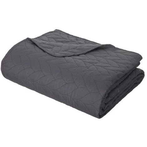 Dessus De Lit Tressé 240 X 260 + 2 Taies Gris Foncé Atmosphera – Image 2