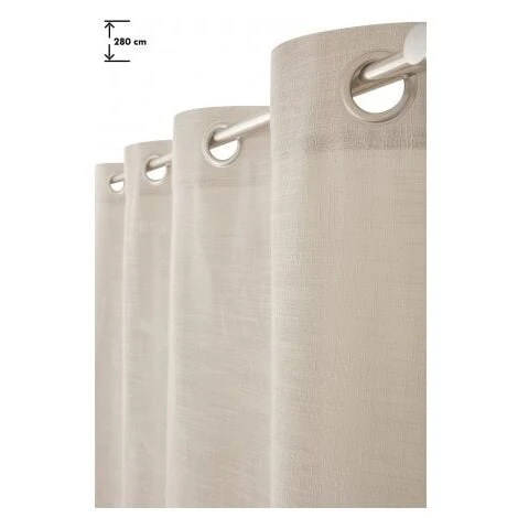 Rideau Grande Hauteur 140 X 280 Cm à Oeillets Aspect Lin Lourd Beige