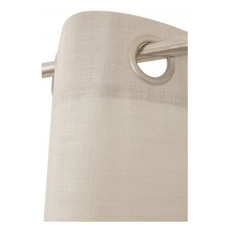 Rideau Grande Hauteur 140 X 280 Cm à Oeillets Aspect Lin Lourd Beige – Image 4