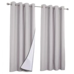 Lot De 2 Rideaux Thermiques Gris Clair 135X240 CM