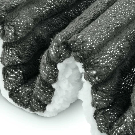 Beautissu Couvre Lit Elisa Couverture Polaire Avec Impressions Scintillantes Anthrazit, 220cm, 240 (de) â Image 2