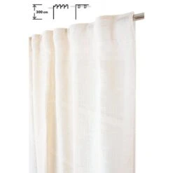 Rideau Tamisant 135 X 300 Cm à Galon Fronceur Et Pattes Cachées Grande Hauteur Effet Lin Uni Ecru