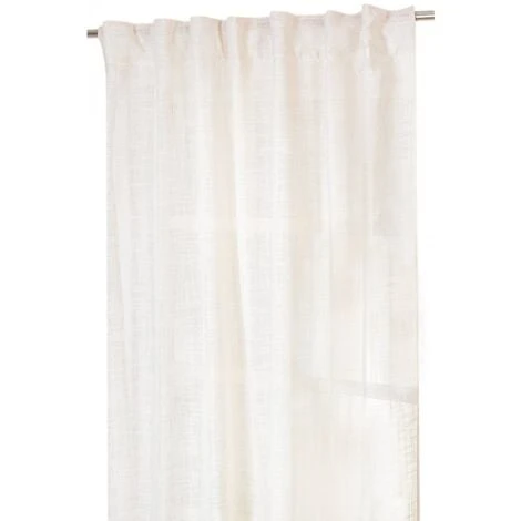 Rideau Tamisant 135 X 300 Cm à Galon Fronceur Et Pattes Cachées Grande Hauteur Effet Lin Uni Ecru – Image 2