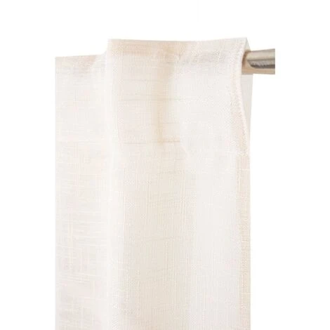 Rideau Tamisant 135 X 300 Cm à Galon Fronceur Et Pattes Cachées Grande Hauteur Effet Lin Uni Ecru – Image 4