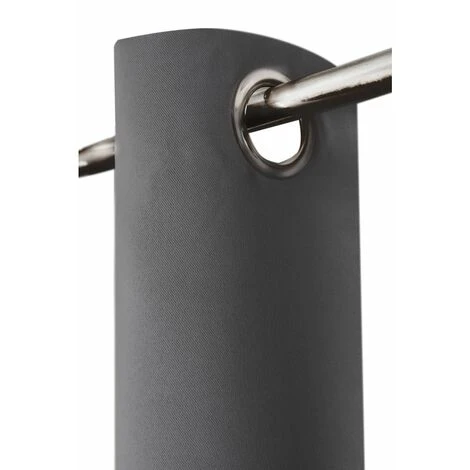 Rideau Occultant Thermique Phonique 135 X 260 Cm à Oeillets Uni Gris Foncé – Image 4