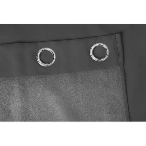 Rideau Occultant Thermique Phonique 135 X 260 Cm à Oeillets Uni Gris Foncé – Image 5