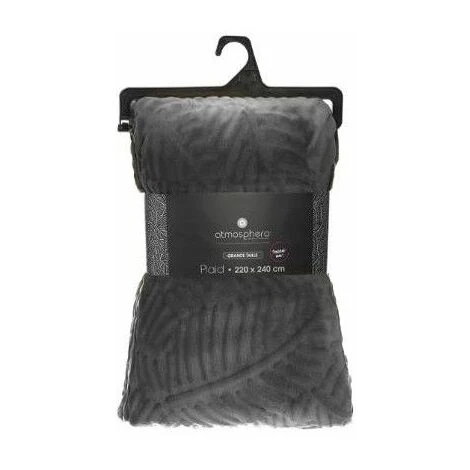 ATMOSPHERA Plaid Feuille - 220 X 240 Cm - Gris - Livraison Gratuite â Image 3