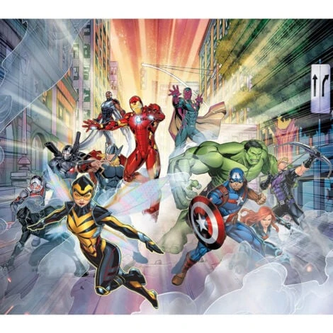 Rideaux Disney Marvel Avengers En Vol - 11 Personnages - 2 Pièces - L180 Cm X H 160cm