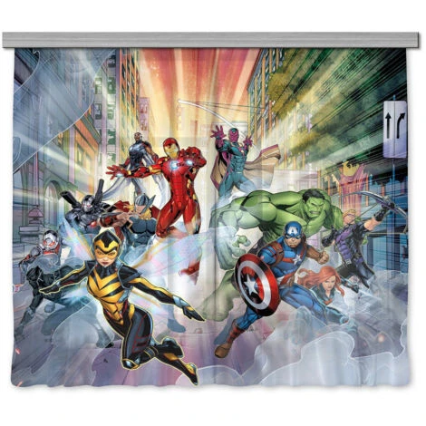 Rideaux Disney Marvel Avengers En Vol - 11 Personnages - 2 Pièces - L180 Cm X H 160cm – Image 3