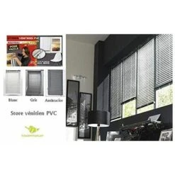 Store Vénitien Vinyle, Pose Facile Avec Ou Sans Perçage, Modèle Et Coloris Au Choix - Blanc 01 - 90 Cm - 40 Cm.