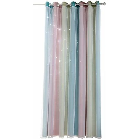 Rideaux Occultants Thermiques Isolants Avec Etoiles 100Polyester,pour Salon,Chambre,Chambre D'enfants,Rose,1 Pièce L 134CM H 240CM