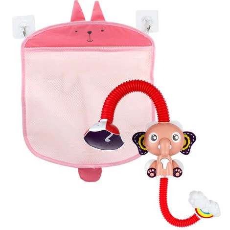 Organisateur De Jouets De Bain Pour Bébé, Sac De Rangement Pour Jouets Pour Salle De Bain Et Baignoire, Filet De Rangement En Maille Pour Accessoires De Douche, 2 X Ventouse——poudre – Image 3
