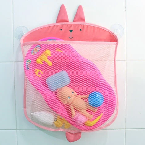 Organisateur De Jouets De Bain Pour Bébé, Sac De Rangement Pour Jouets Pour Salle De Bain Et Baignoire, Filet De Rangement En Maille Pour Accessoires De Douche, 2 X Ventouse——poudre – Image 4