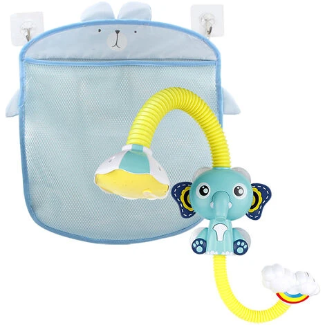 Organisateur De Jouets De Bain Pour Bébé, Sac De Rangement Pour Jouets Pour Salle De Bain Et Baignoire, Filet De Rangement En Maille Pour Accessoires De Douche, 2 X Ventouse——bleu – Image 3
