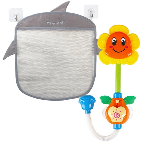 Organisateur De Jouets De Bain Pour Bébé, Sac De Rangement Pour Jouets Pour Salle De Bain Et Baignoire, Filet De Rangement En Maille Pour Accessoires De Douche, 2 X Ventouse——grise – Image 3