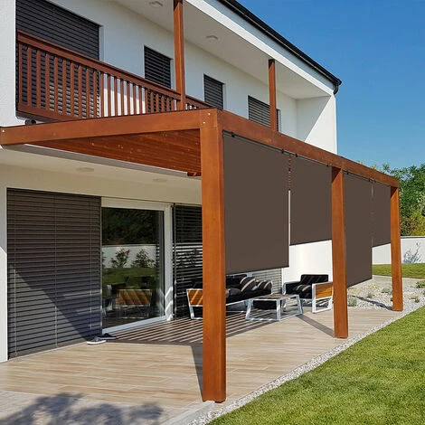 Lot De 4 Stores Enrouleur D'extérieur 120x225 Cm HOUSTON Taupe Universel – Image 2