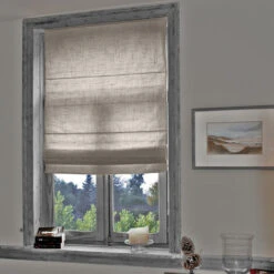 Store Bateau Tamisant Voile De Lin - Taupe - L45 X H175cm