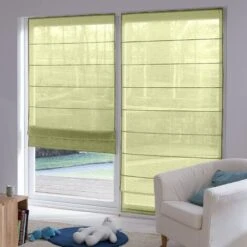 Store Bateau Tamisant Voile De Lin - Vert Fougère - L60 X H180cm