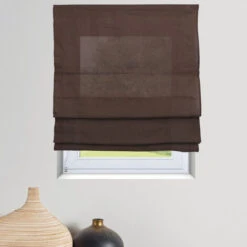 Store Bateau Tamisant Voile De Lin - Chocolat - L45 X H180cm