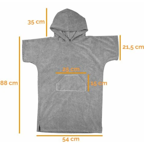 Serviette Poncho De Bain Ou De Plage Avec Poche - Enfant - Gris - Vivezen – Image 2