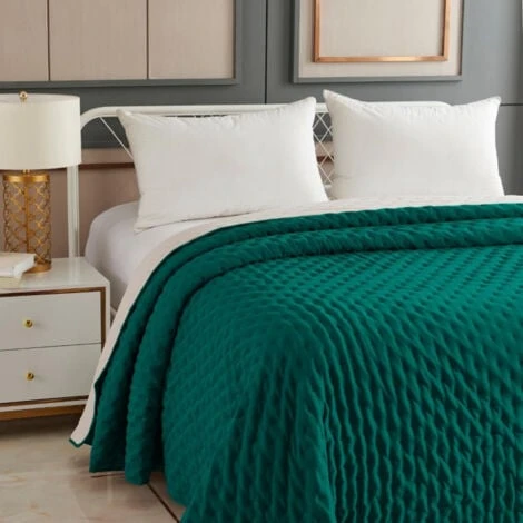 ATMOSPHERA Dessus De Lit Lave 240x260cm Bleu Canard