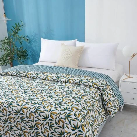 ATMOSPHERA Dessus De Lit Imprimé Bando 220x240cm Bleu Canard