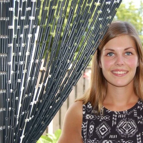 Rideau De Porte En Polyéthylène Anthracite Et Acier Campos 90x210 Cm – Image 2