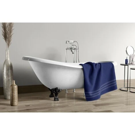 Drap De Douche Uni 70x140cm 100% Coton - 500g/m² - Bleu – Image 2