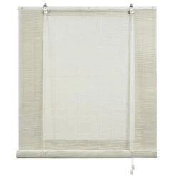 Store En Bambou, Store Enrouleur En Bambou Naturel, Blanc, 90 X 175cm