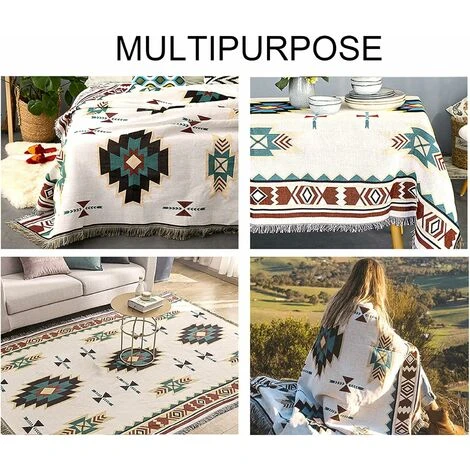 LangRay Plaid,Housse De Canapé De Style Ethnique Américain, Couverture Complète En Tricot Sucre Jacquard Couverture De Canapé -90 90cm – Image 5