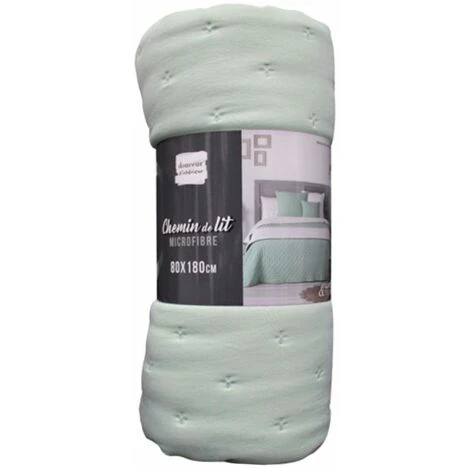 Dessus De Lit Matelassé Mellow 80x180cm Menthe & Blanc – Image 2