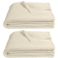 Lot De 2 Plaids écru 130x170 Cm Ultra Doux - CHAMONIX