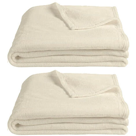 Lot De 2 Plaids écru 130x170 Cm Ultra Doux - CHAMONIX