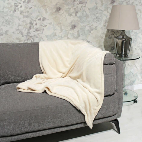 Lot De 2 Plaids écru 130x170 Cm Ultra Doux - CHAMONIX – Image 2