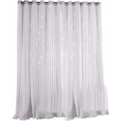 Nbrand Rideau Occultant Ătoile Superposition Rideaux Occultants Enfants Rideaux Occultants Rideau De FenĂȘtre Pour Chambre Salon Salle De Bain (Gris)
