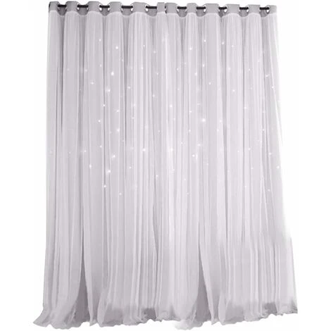 Nbrand Rideau Occultant Étoile Superposition Rideaux Occultants Enfants Rideaux Occultants Rideau De Fenêtre Pour Chambre Salon Salle De Bain (Gris)
