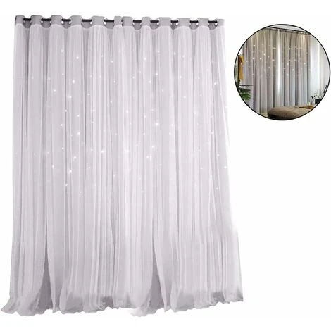 Nbrand Rideau Occultant Étoile Superposition Rideaux Occultants Enfants Rideaux Occultants Rideau De Fenêtre Pour Chambre Salon Salle De Bain (Gris) – Image 4