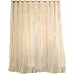 Rideau Occultant Ătoile Superposition Rideaux Occultants Enfants Rideaux Occultants Rideau De FenĂȘtre Pour Chambre Salon Salle De Bain (Beige)