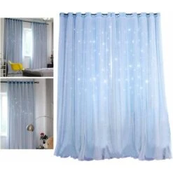 Rideau Occultant Ătoile Superposition Rideaux Occultants Enfants Rideaux Occultants Rideau De FenĂȘtre Pour Chambre Salon Salle De Bain (Bleu Ciel)